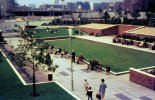 Manzoni Gardens  on site of old Market Hall, viewed from connecting bridge over ringway 1966.jpg